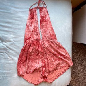 Pink/ red tie dye romper